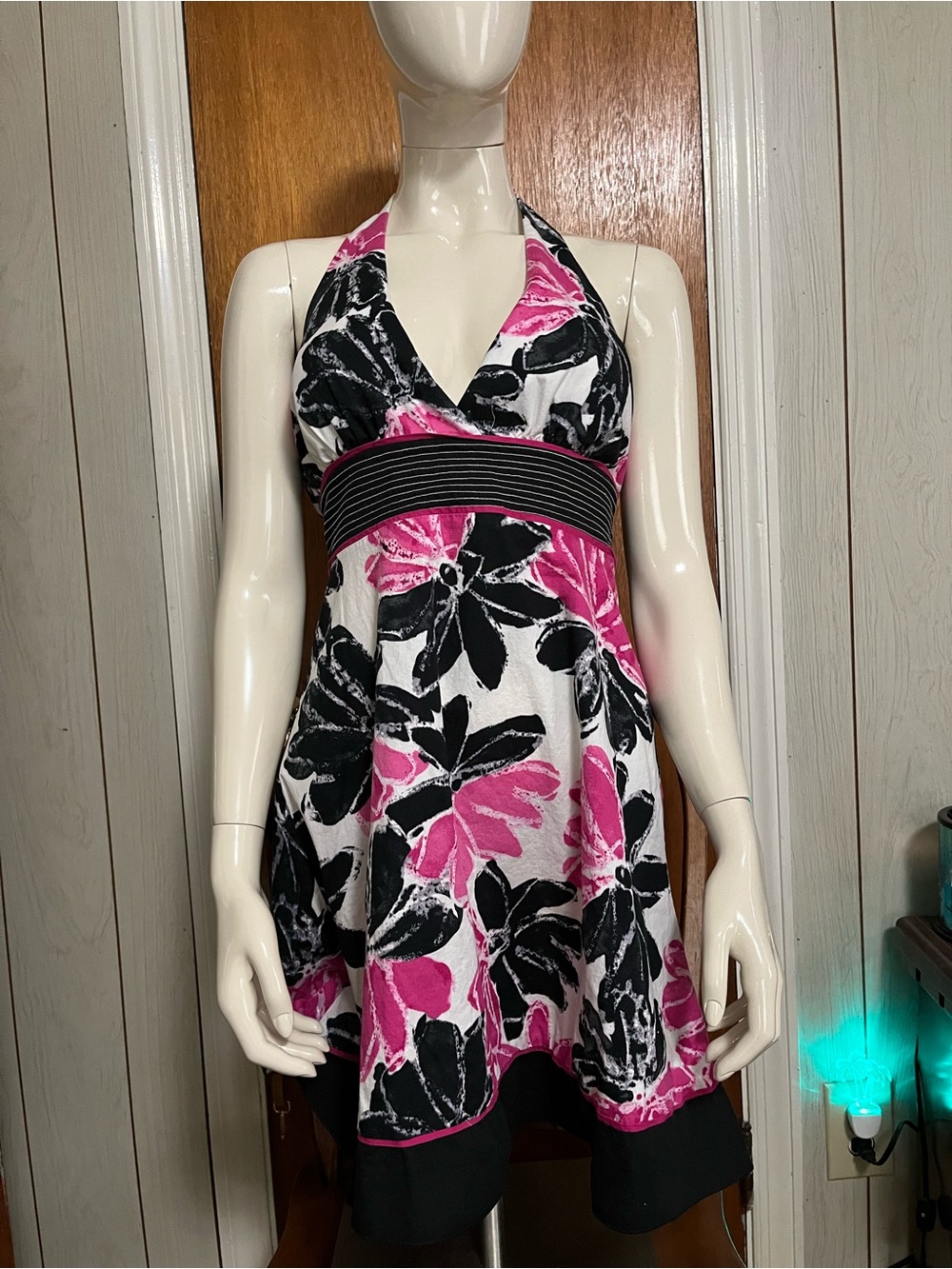 Speechless Strapless Floral Sundress in Pink, Black & White